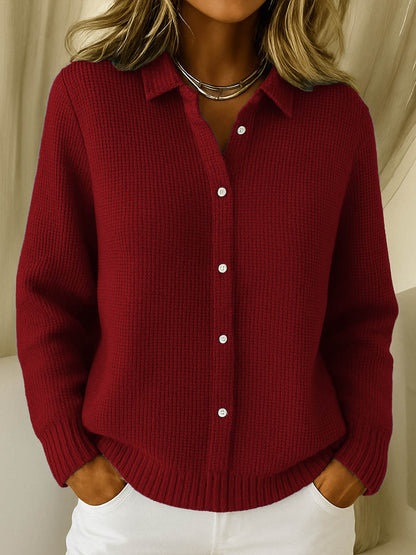 Luna Women's Cardigan with Refined Collar and Tailored Silhouette 2