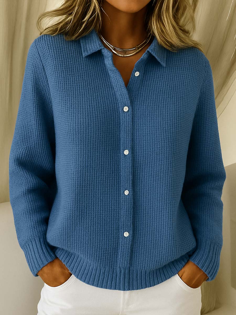 Luna Women's Cardigan with Refined Collar and Tailored Silhouette 3