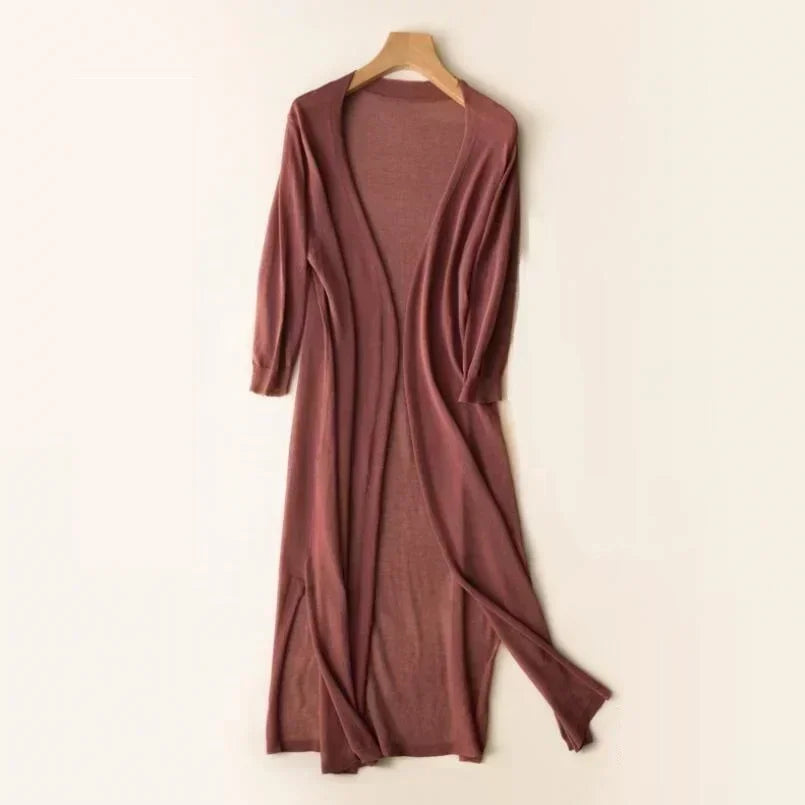 Luna Women’s Long Cardigan with Lightweight Draped Design and Flattering Flowing Style 0