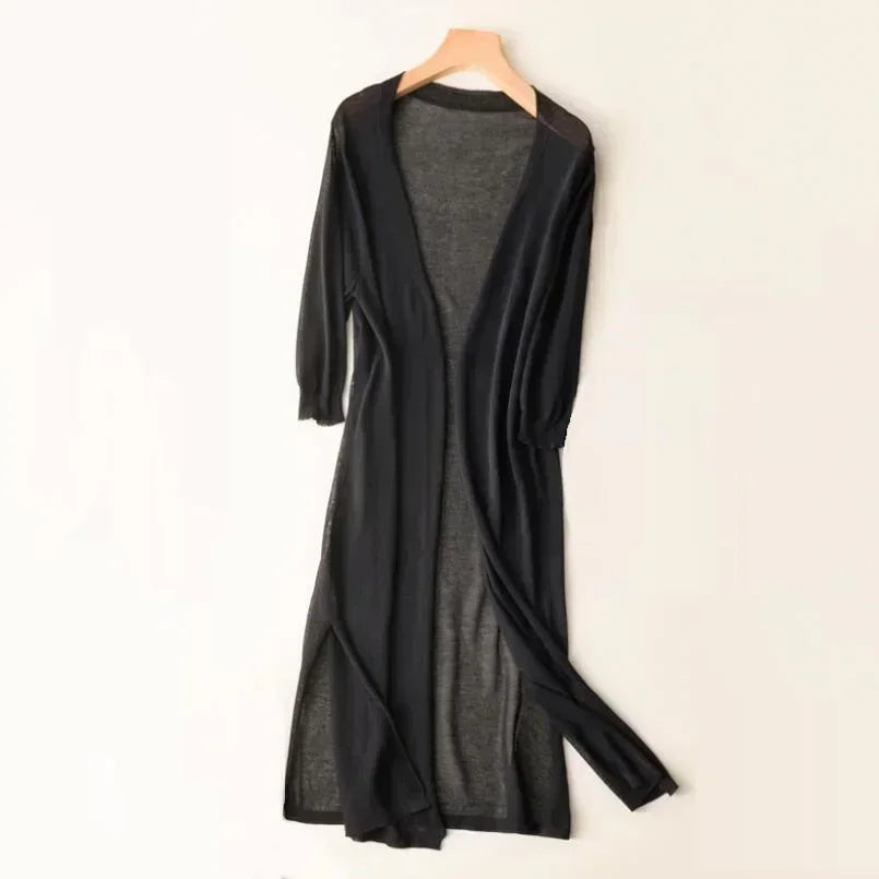 Luna Women’s Long Cardigan with Lightweight Draped Design and Flattering Flowing Style 2