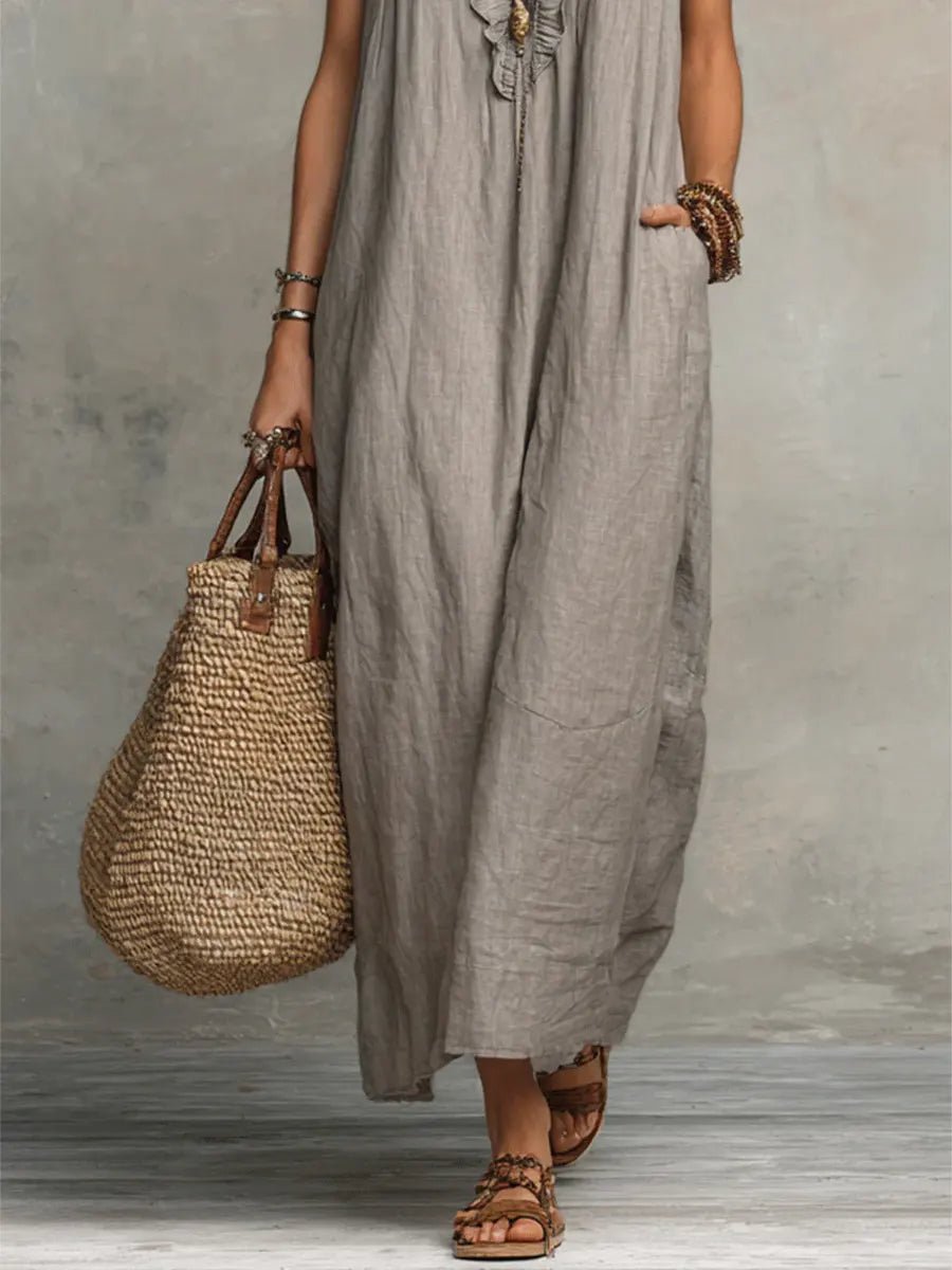 Luna Women’s Maxi Dress with Ruffle V-Neck and Flutter Sleeves 6