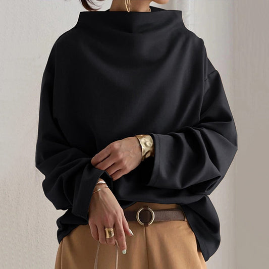Luna Women's Oversized Sweater | Mock-Neck Knit, Relaxed Fit 0