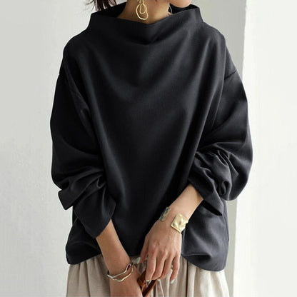 Luna Women's Oversized Sweater | Mock-Neck Knit, Relaxed Fit 1
