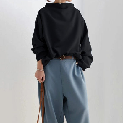 Luna Women's Oversized Sweater | Mock-Neck Knit, Relaxed Fit 6