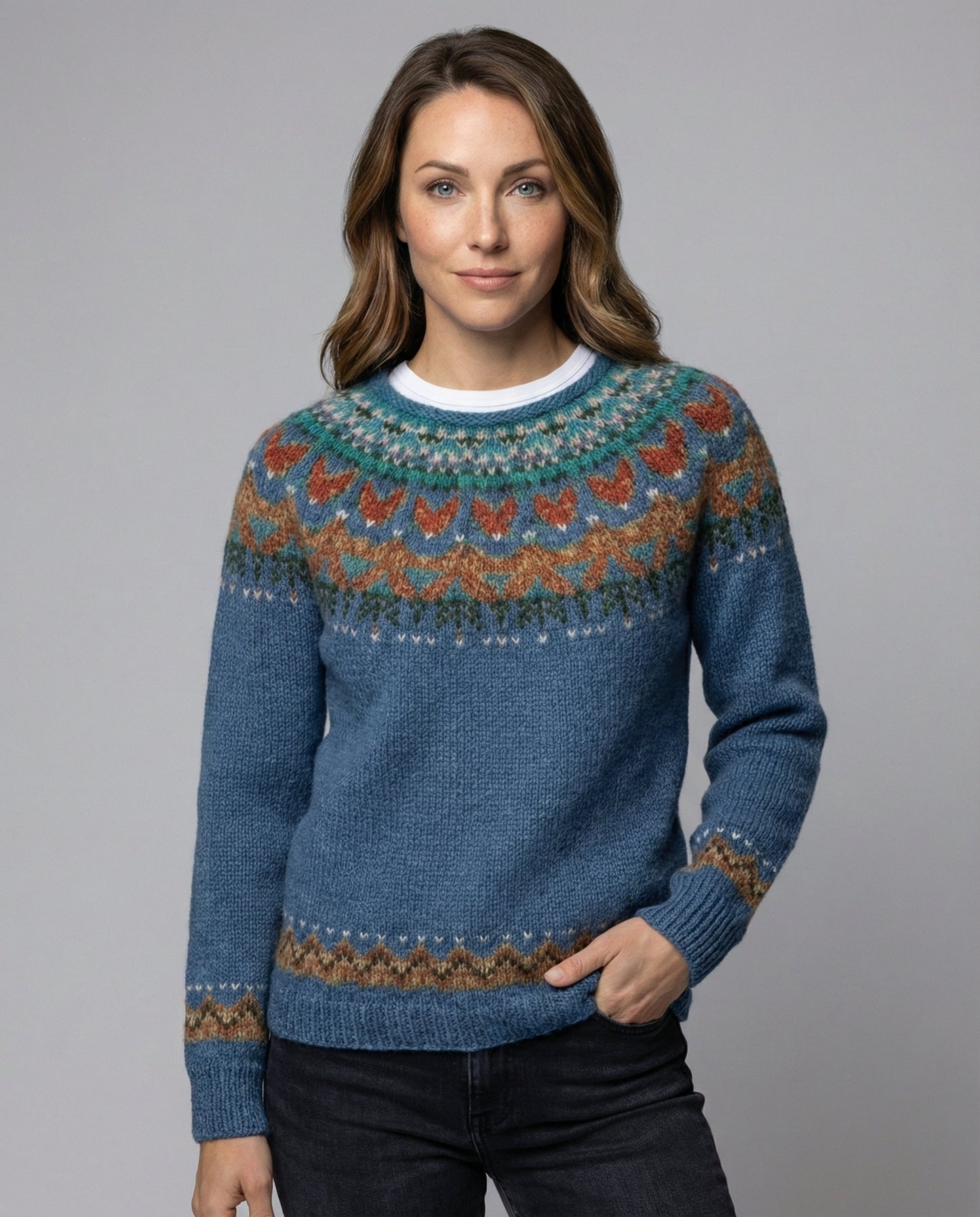 Luna Women’s Sweater with Vintage Icelandic Pattern and Relaxed Fit 0