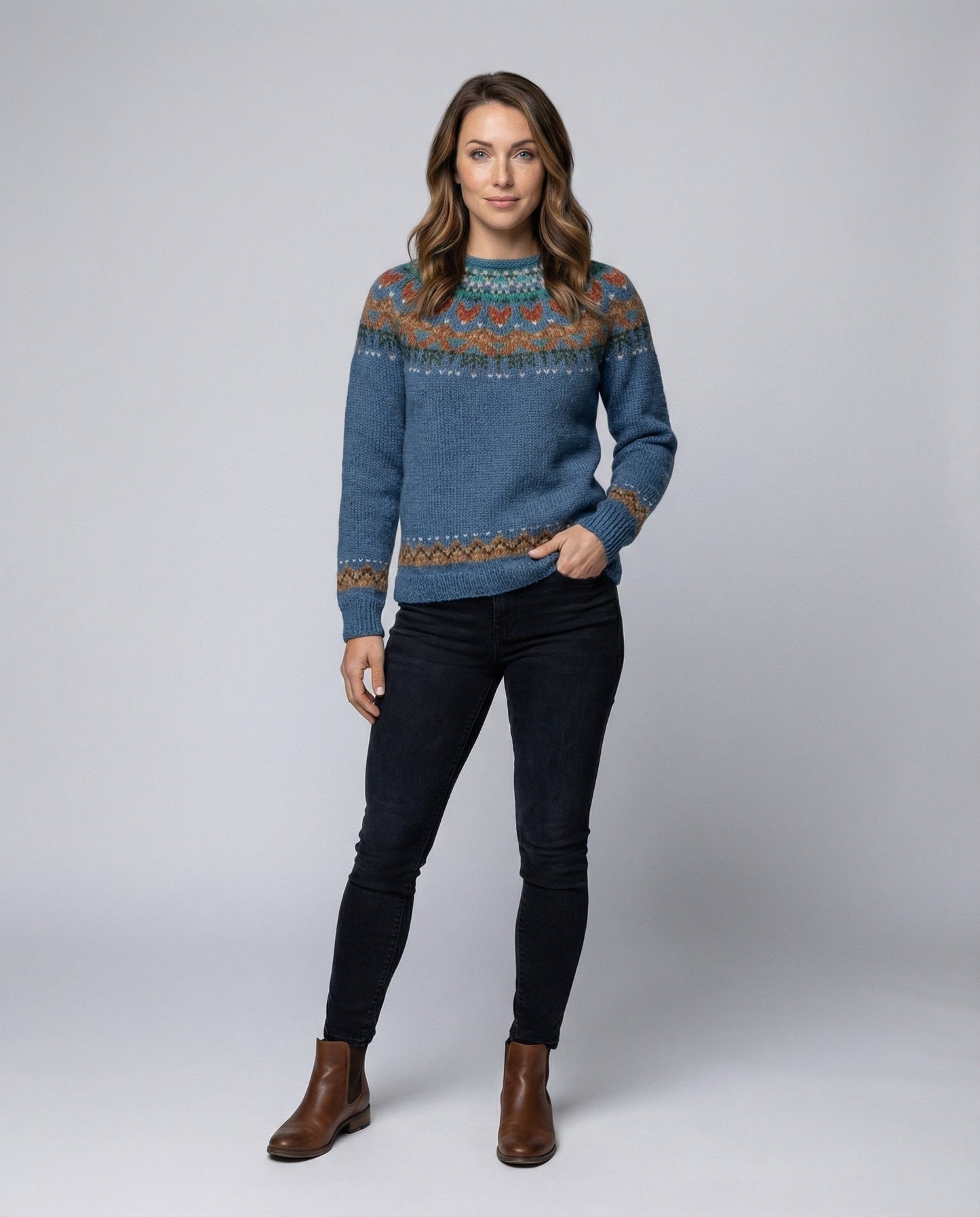 Luna Women’s Sweater with Vintage Icelandic Pattern and Relaxed Fit 1