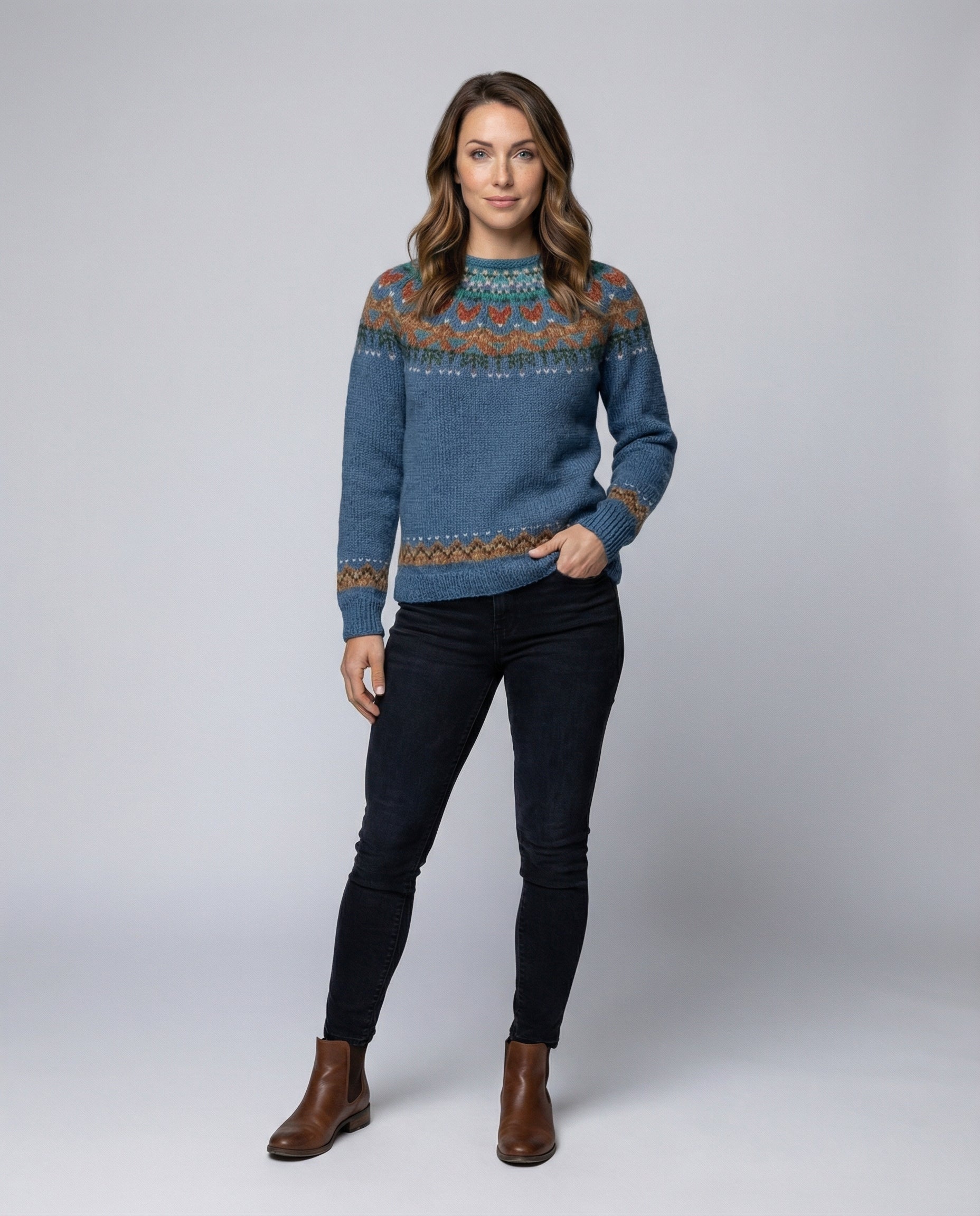 Luna Women’s Sweater with Vintage Icelandic Pattern and Relaxed Fit 1