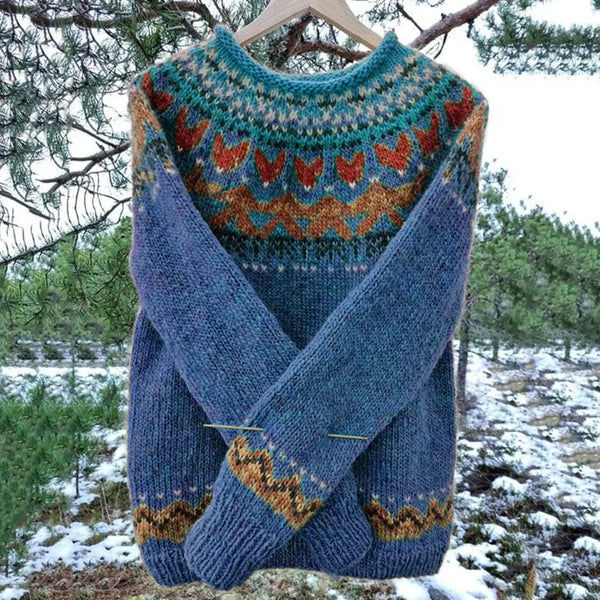 Luna Women’s Sweater with Vintage Icelandic Pattern and Relaxed Fit 5