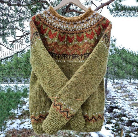 Luna Women’s Sweater with Vintage Icelandic Pattern and Relaxed Fit 6