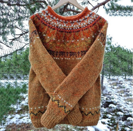Luna Women’s Sweater with Vintage Icelandic Pattern and Relaxed Fit 7