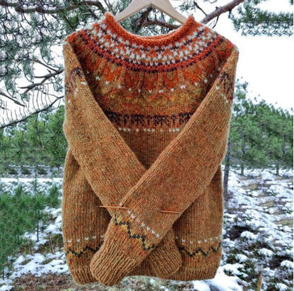 Luna Women’s Sweater with Vintage Icelandic Pattern and Relaxed Fit 7