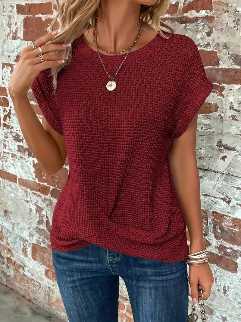 Luna Women’s Top with Waffle Knit Texture and Relaxed Fit 2