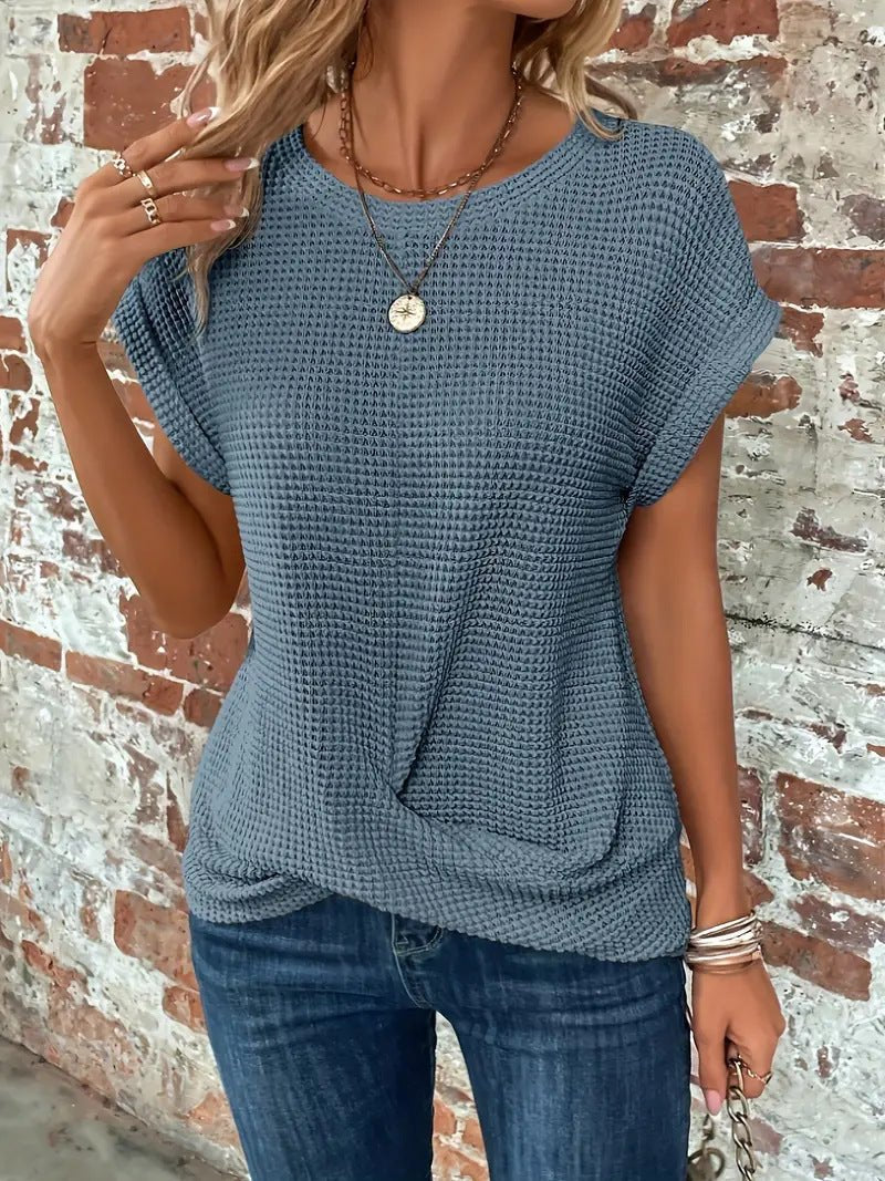 Luna Women’s Top with Waffle Knit Texture and Relaxed Fit 5