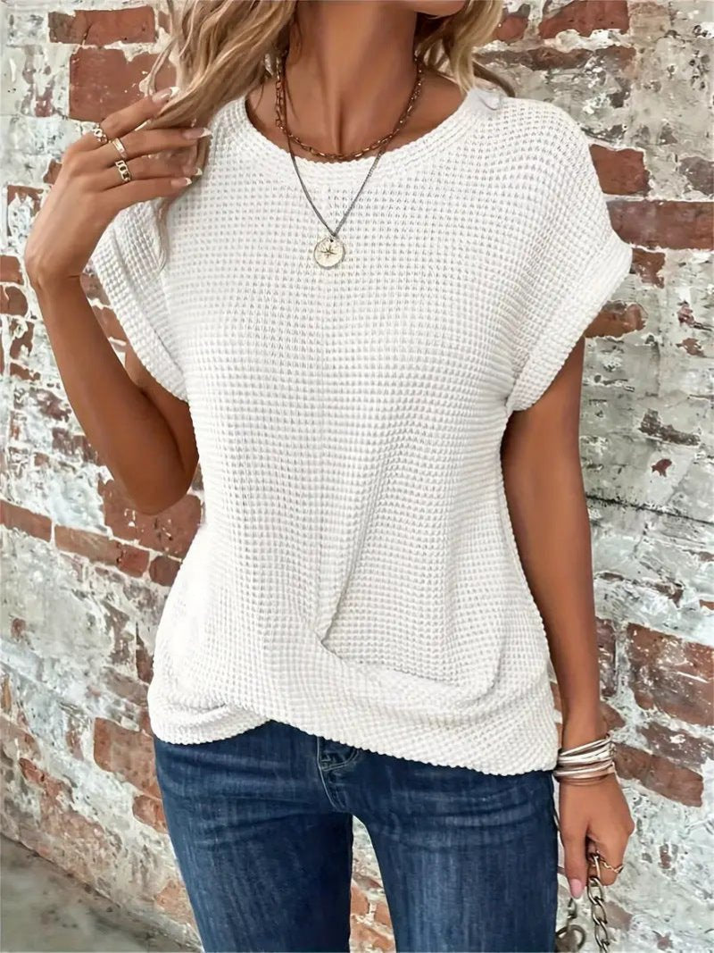 Luna Women’s Top with Waffle Knit Texture and Relaxed Fit 6