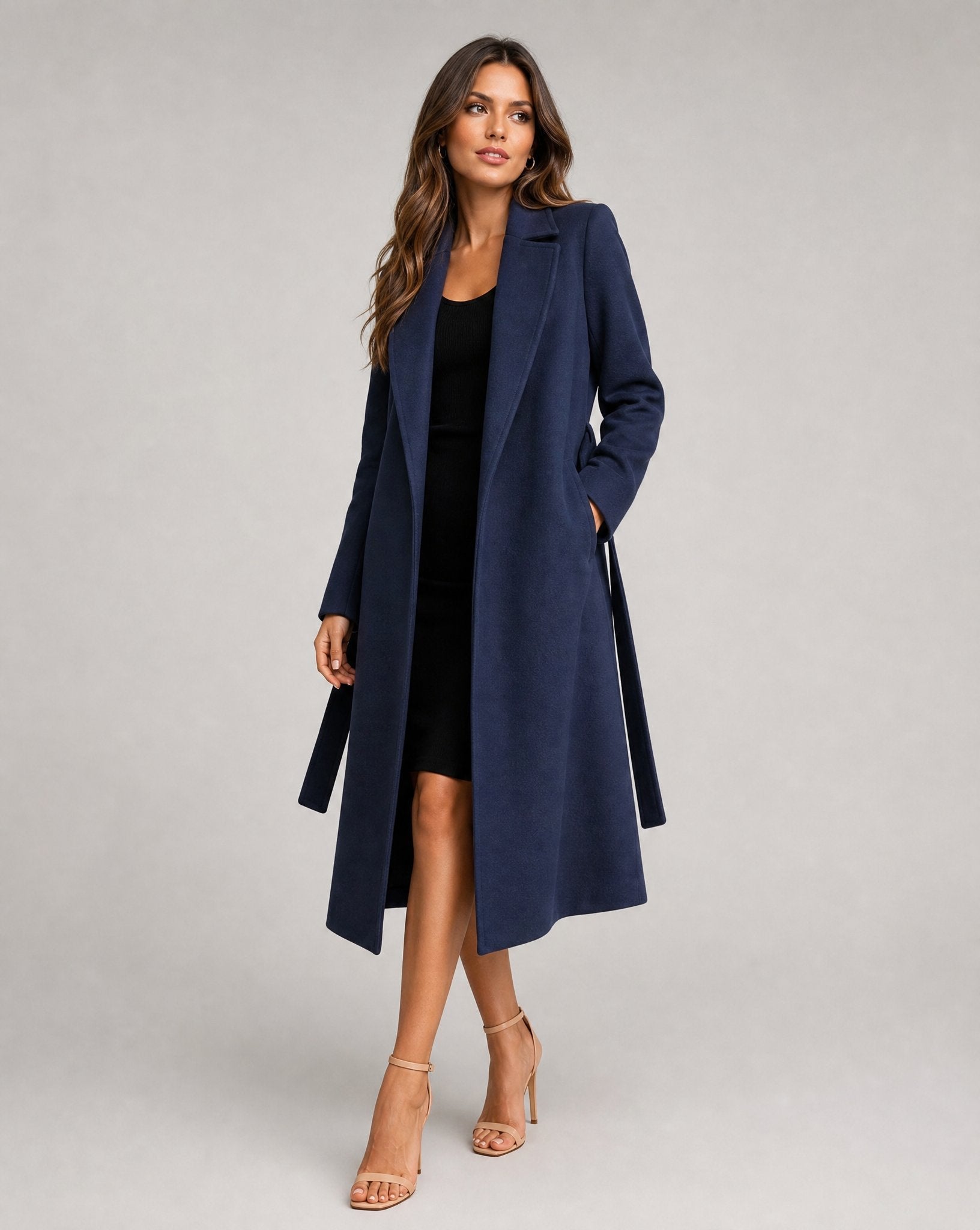 Luna Women's Trench Coat | Wool-Blend Belted Long Lapel 1