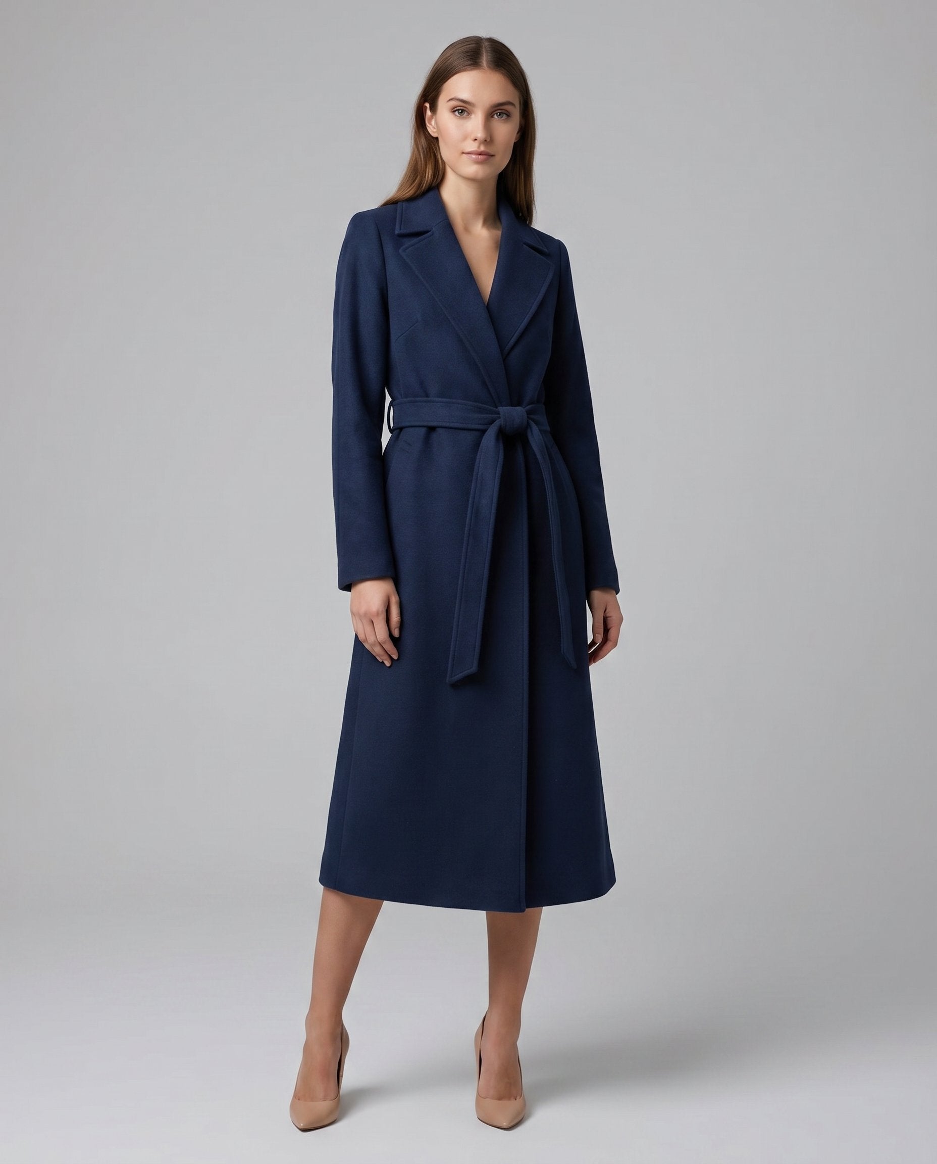 Luna Women's Trench Coat | Wool-Blend Belted Long Lapel 2