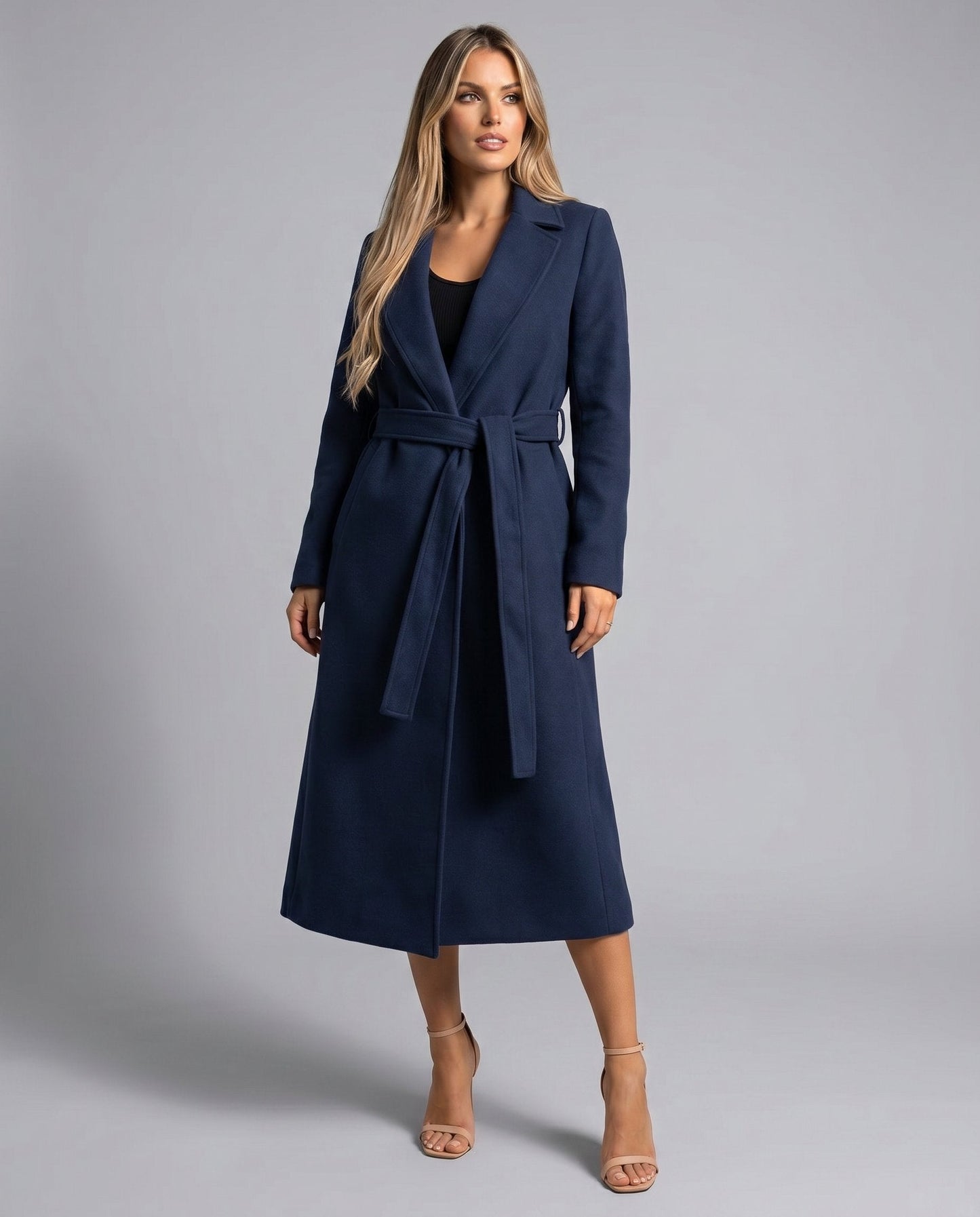 Luna Women's Trench Coat | Wool-Blend Belted Long Lapel 3