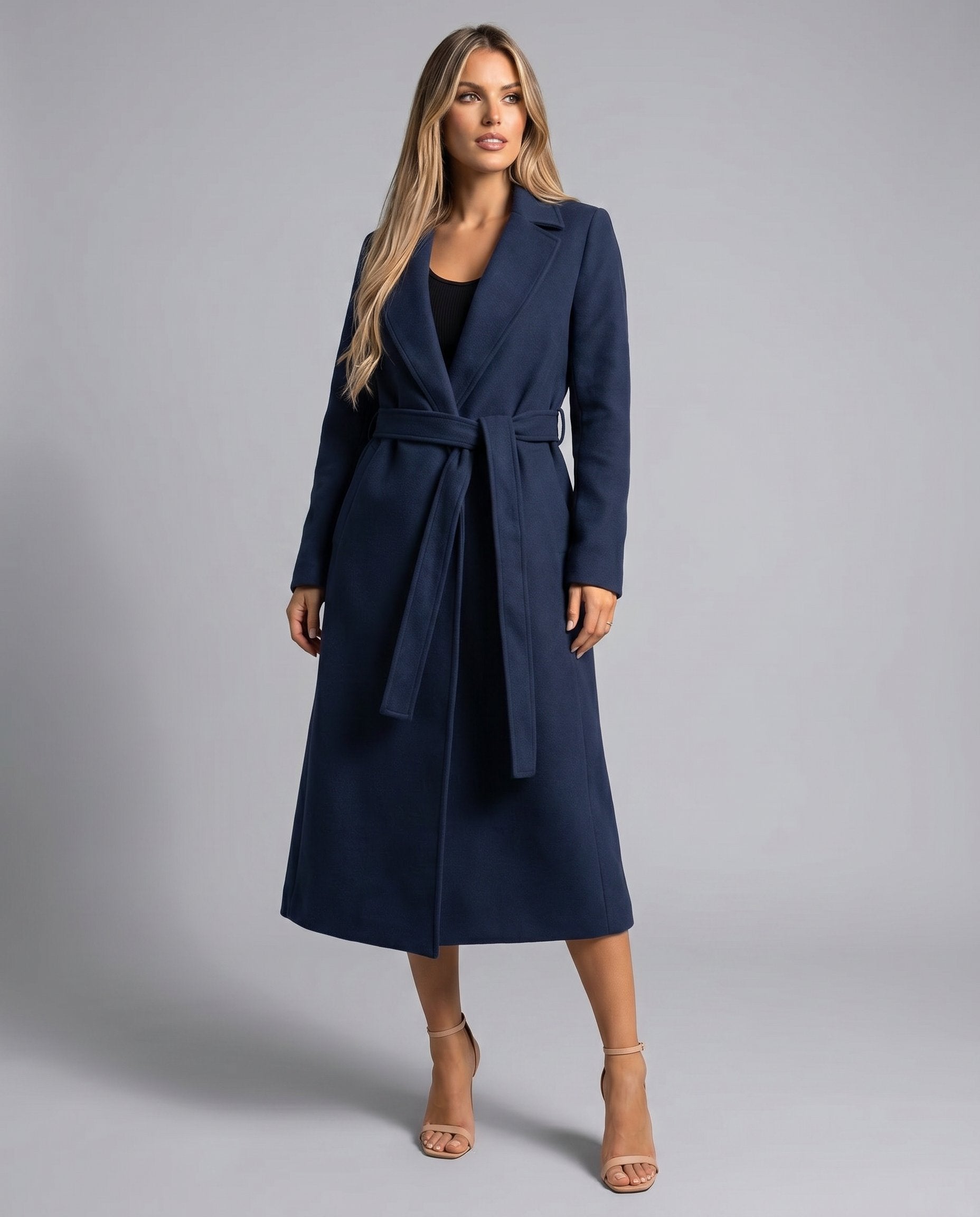 Luna Women's Trench Coat | Wool-Blend Belted Long Lapel 3