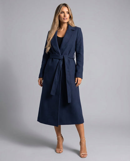 Luna Women's Trench Coat | Wool-Blend Belted Long Lapel 3
