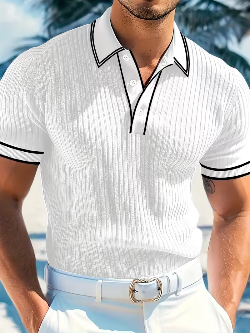 Luxe Men’s Polo Shirt with Color-Blocked Design and Classic Collar 2