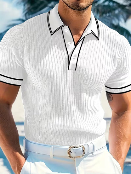 Luxe Men’s Polo Shirt with Color-Blocked Design and Classic Collar 2