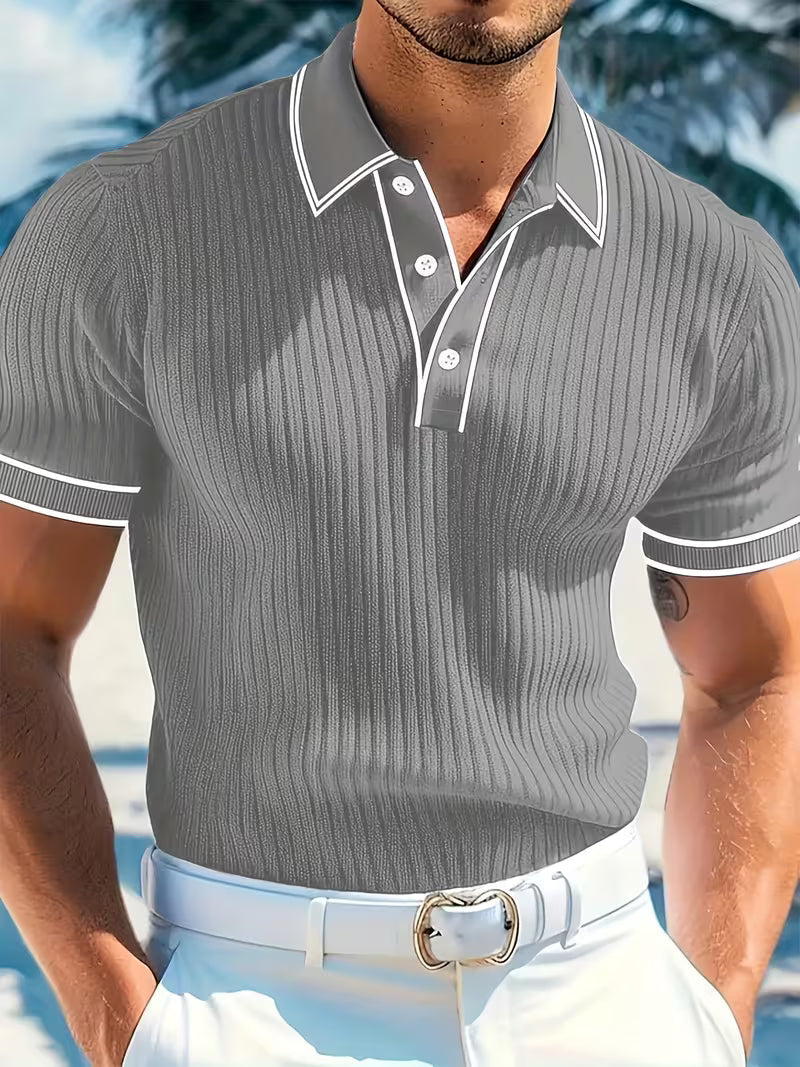 Luxe Men’s Polo Shirt with Color-Blocked Design and Classic Collar 3