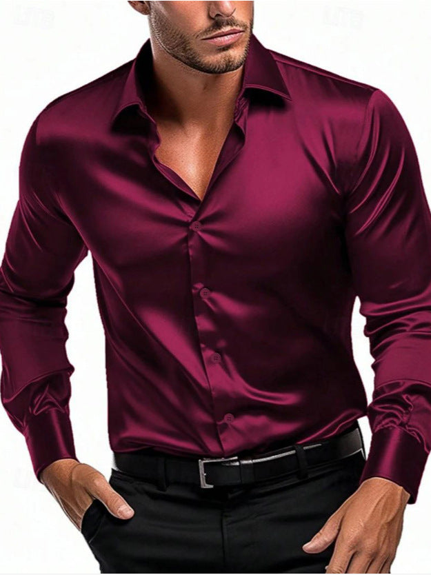 Luxe Men's Silk Shirt | Elegant Italian Collar, Breathable Fabric 1