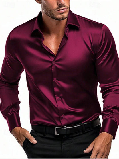 Luxe Men's Silk Shirt | Elegant Italian Collar, Breathable Fabric 1