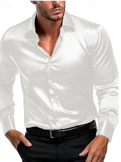 Luxe Men's Silk Shirt | Elegant Italian Collar, Breathable Fabric 2