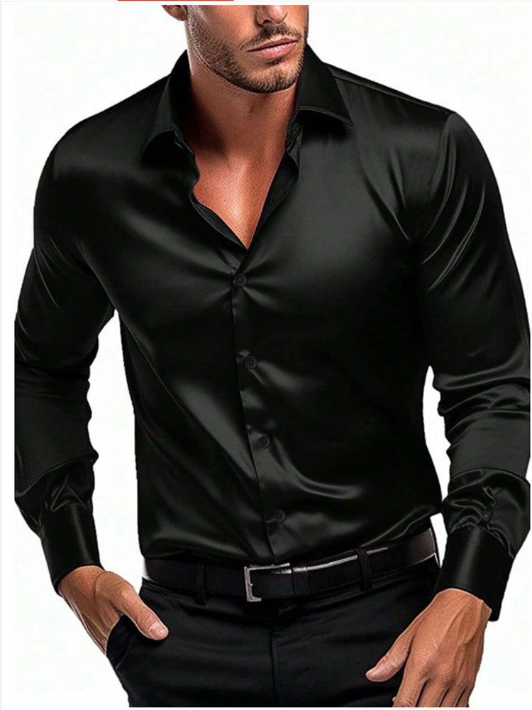 Luxe Men's Silk Shirt | Elegant Italian Collar, Breathable Fabric 3