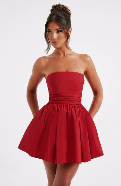 Luxe Women’s Mini Dress with Strapless Bustier and Oversized Bow Detail 11