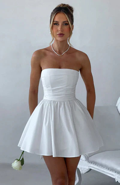Luxe Women’s Mini Dress with Strapless Bustier and Oversized Bow Detail 12