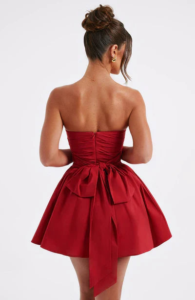 Luxe Women’s Mini Dress with Strapless Bustier and Oversized Bow Detail 7