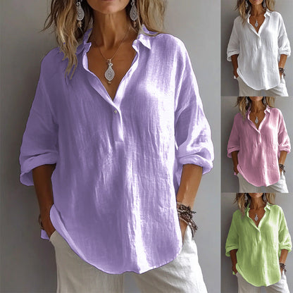 Luxe Women's Shirt with Button Placket and Wide Sleeves 2