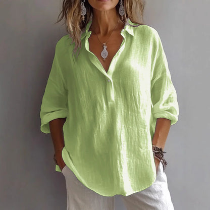Luxe Women's Shirt with Button Placket and Wide Sleeves 4