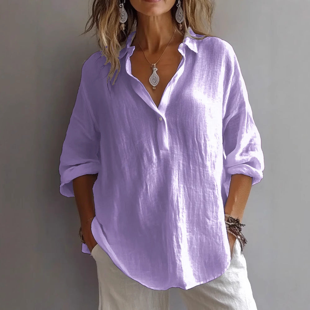 Luxe Women's Shirt with Button Placket and Wide Sleeves 5