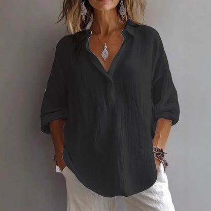 Luxe Women's Shirt with Button Placket and Wide Sleeves 7