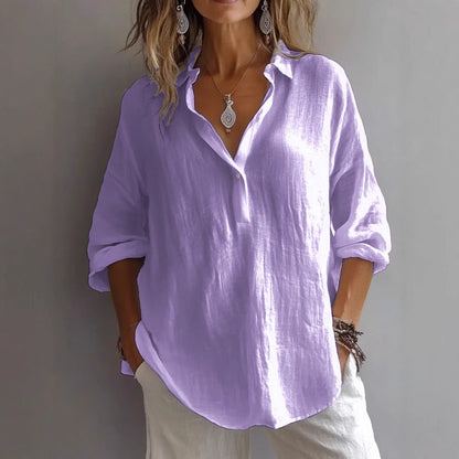 Luxe Women's Shirt with Button Placket and Wide Sleeves 8