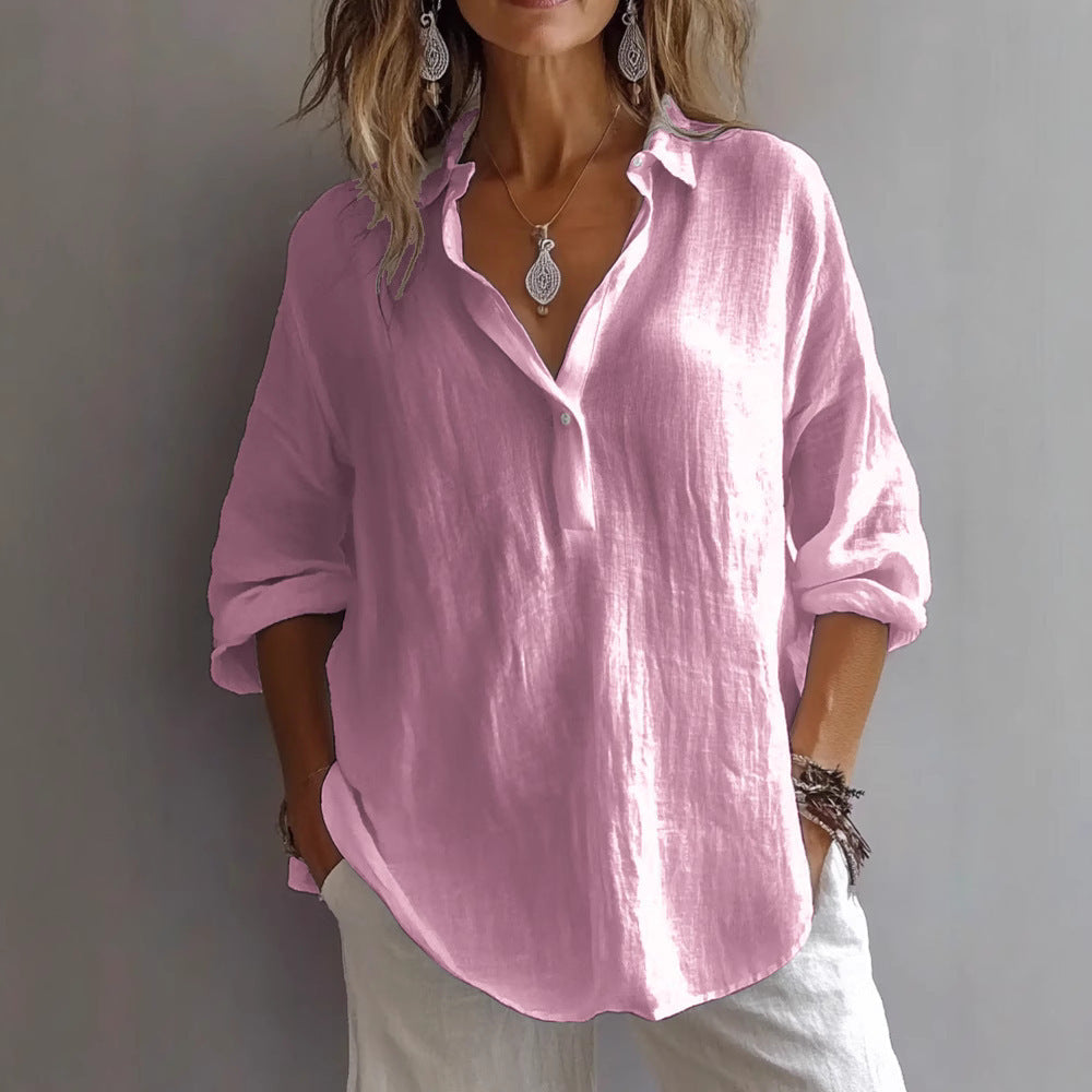Luxe Women's Shirt with Button Placket and Wide Sleeves 9