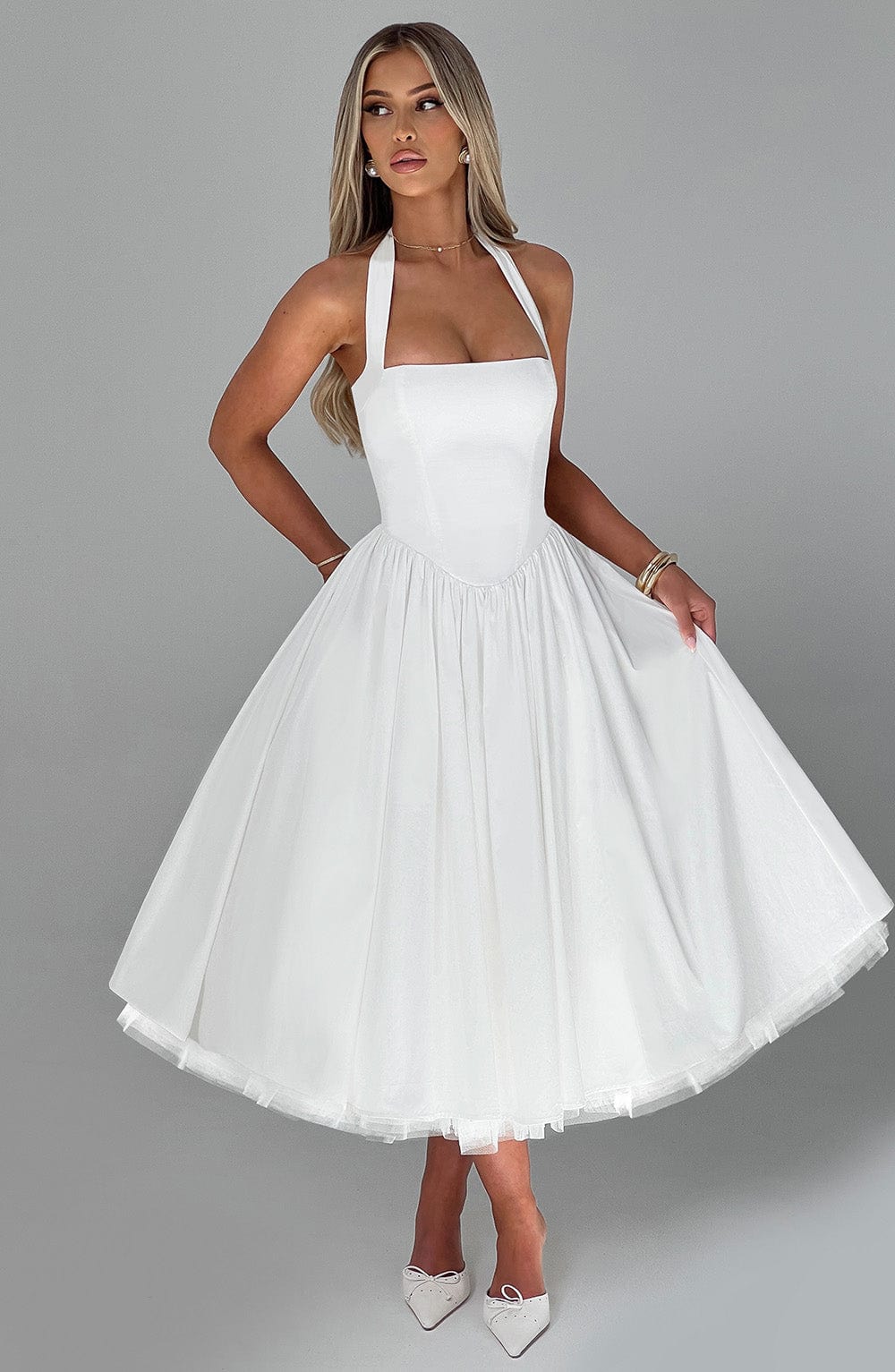 Lydia Women’s Cocktail Dress with Halter Neckline and Flattering Midi Length 6