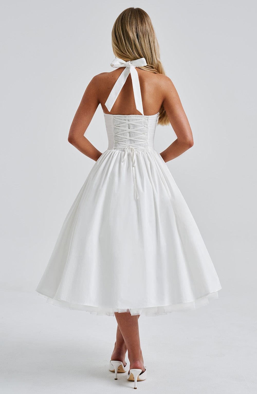 Lydia Women’s Cocktail Dress with Halter Neckline and Flattering Midi Length 7