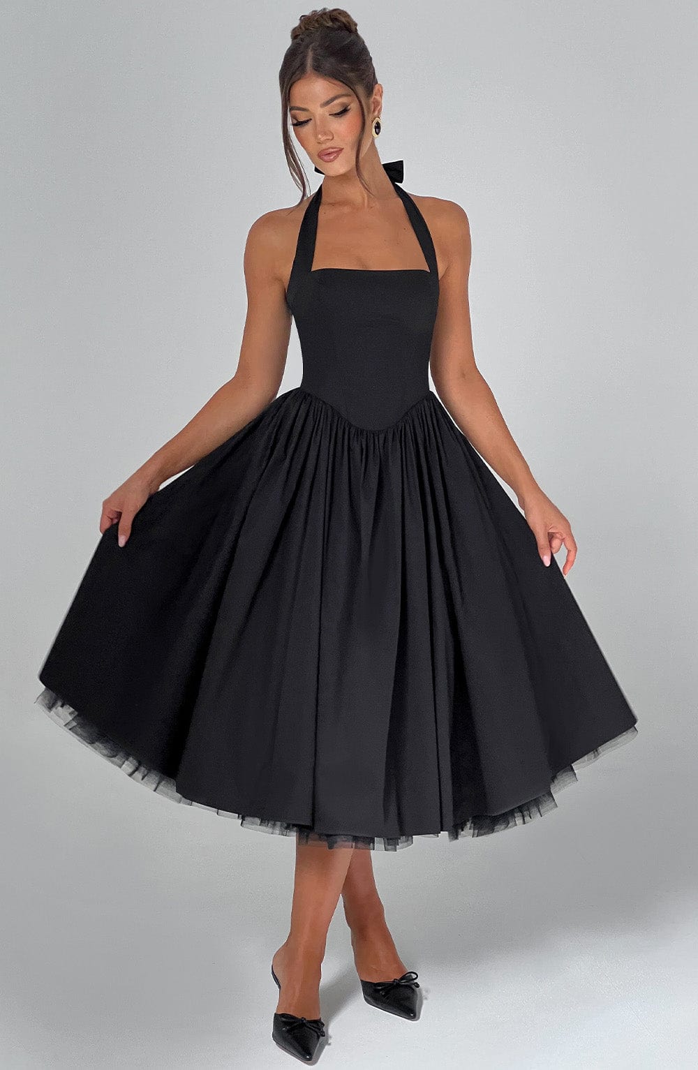 Lydia Women’s Cocktail Dress with Halter Neckline and Flattering Midi Length 9