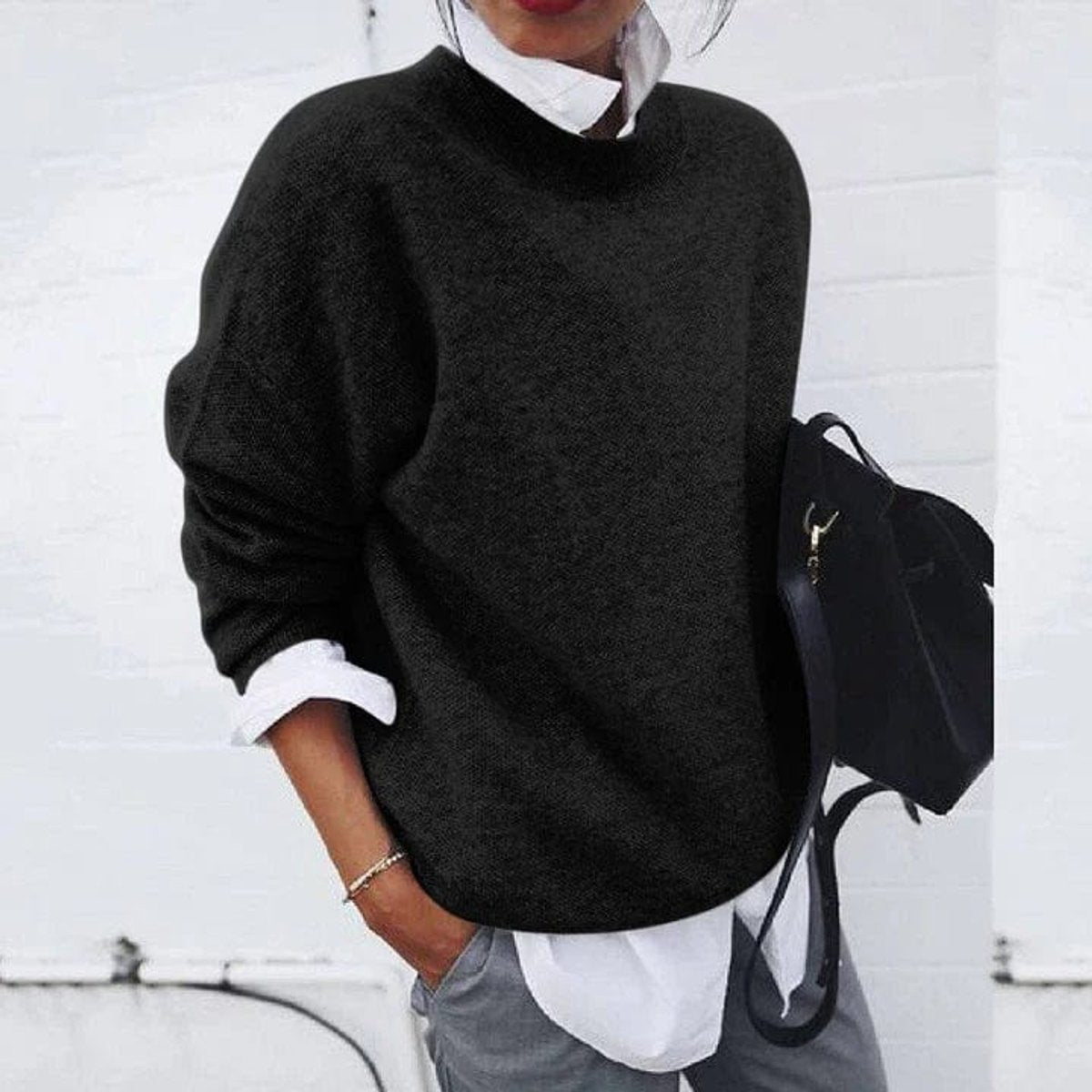 Madeline Women's Oversized Crew Neck Sweater | Soft Knit, Relaxed Fit 3
