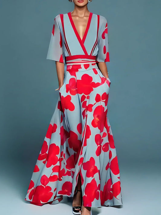 Maine Women’s Maxi Dress with Floral Print and V-Neckline for Elegant Summer Styling 0