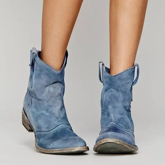 Mara Women’s Ankle Boots with Curved Heel and Western Stitching 2