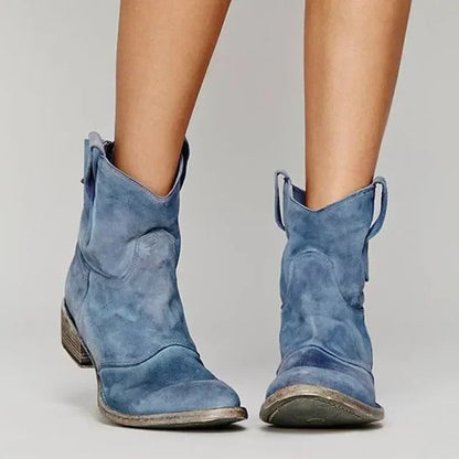Mara Women’s Ankle Boots with Curved Heel and Western Stitching 2