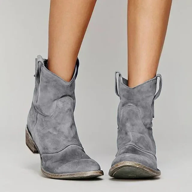 Mara Women’s Ankle Boots with Curved Heel and Western Stitching 3