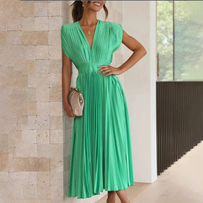 Maren Women’s Midi Dress with Pleated Skirt and V-Neckline for Special Occasions 5
