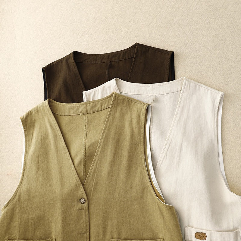 Margo Women’s Vest with Button Front and Functional Patch Pockets 1