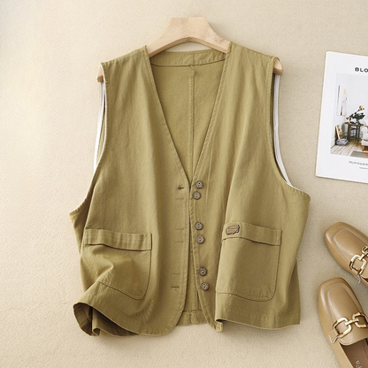 Margo Women’s Vest with Button Front and Functional Patch Pockets 2
